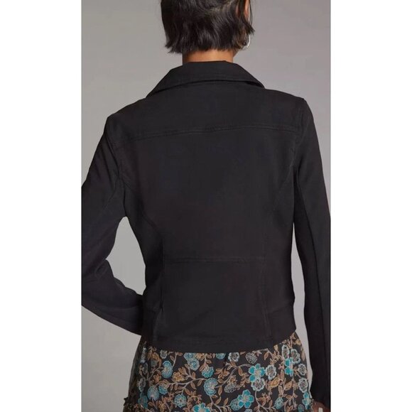 Marrakech Womens Anthropologie Asymmetrical Zip Moto Jacket Small Black AN EXC - Picture 2 of 10